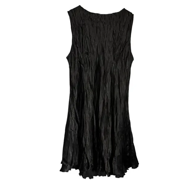 Komarov Black Crinkled Sleeveless Knee Length Fit & Flare Cocktail Dress Large - Picture 8 of 11